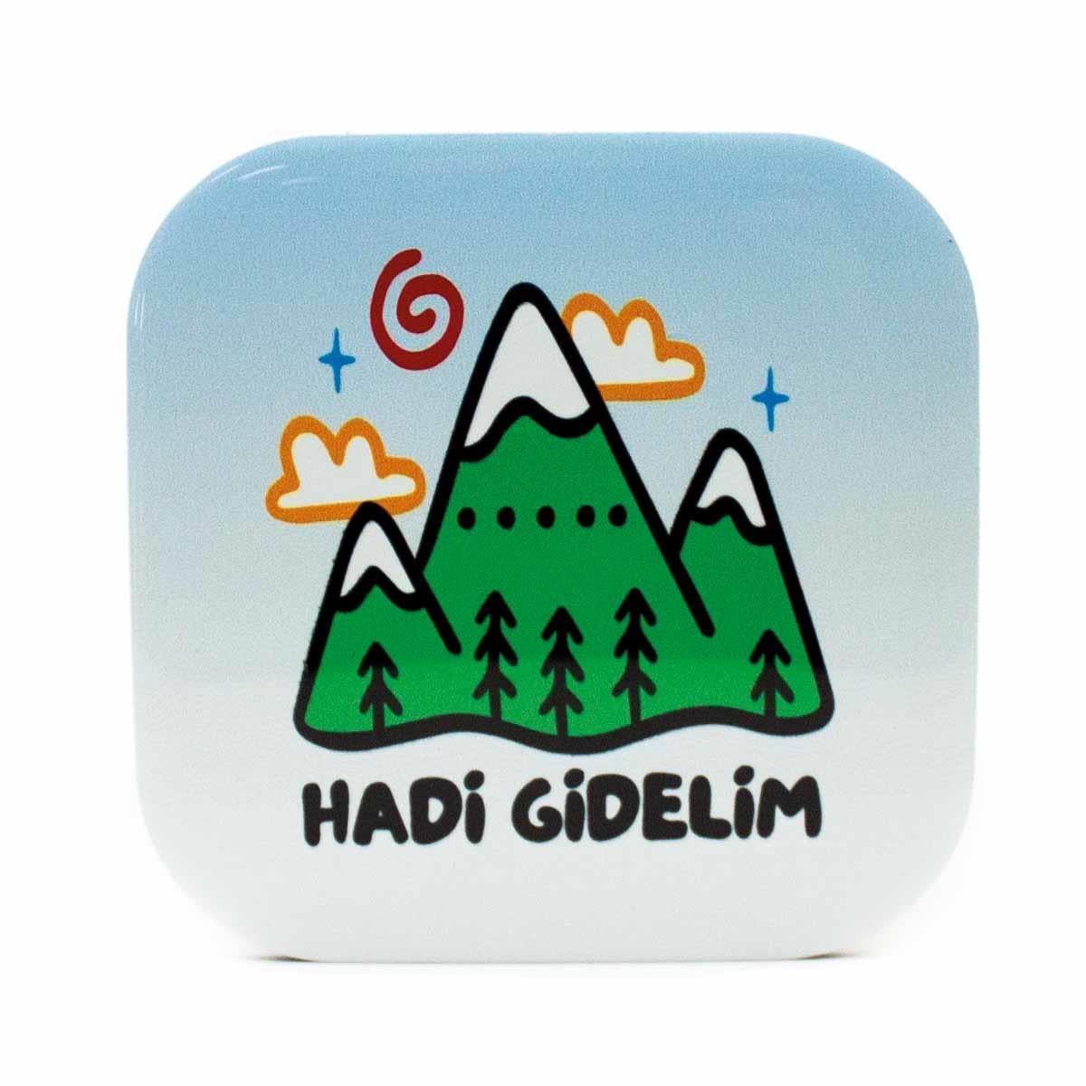 Hadi Gidelim Parlak Yüzey Bardak Altlığı - Renkli Baskılı Kaymaz Taban Bardak Altlığı  