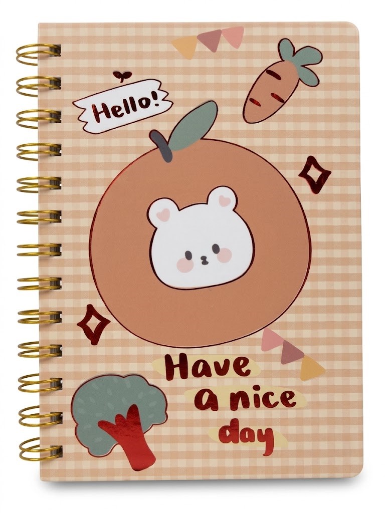 Have A Nice Day Desenli Spiralli Çizgili Defter-Çizgili Yapraklı Not Defteri