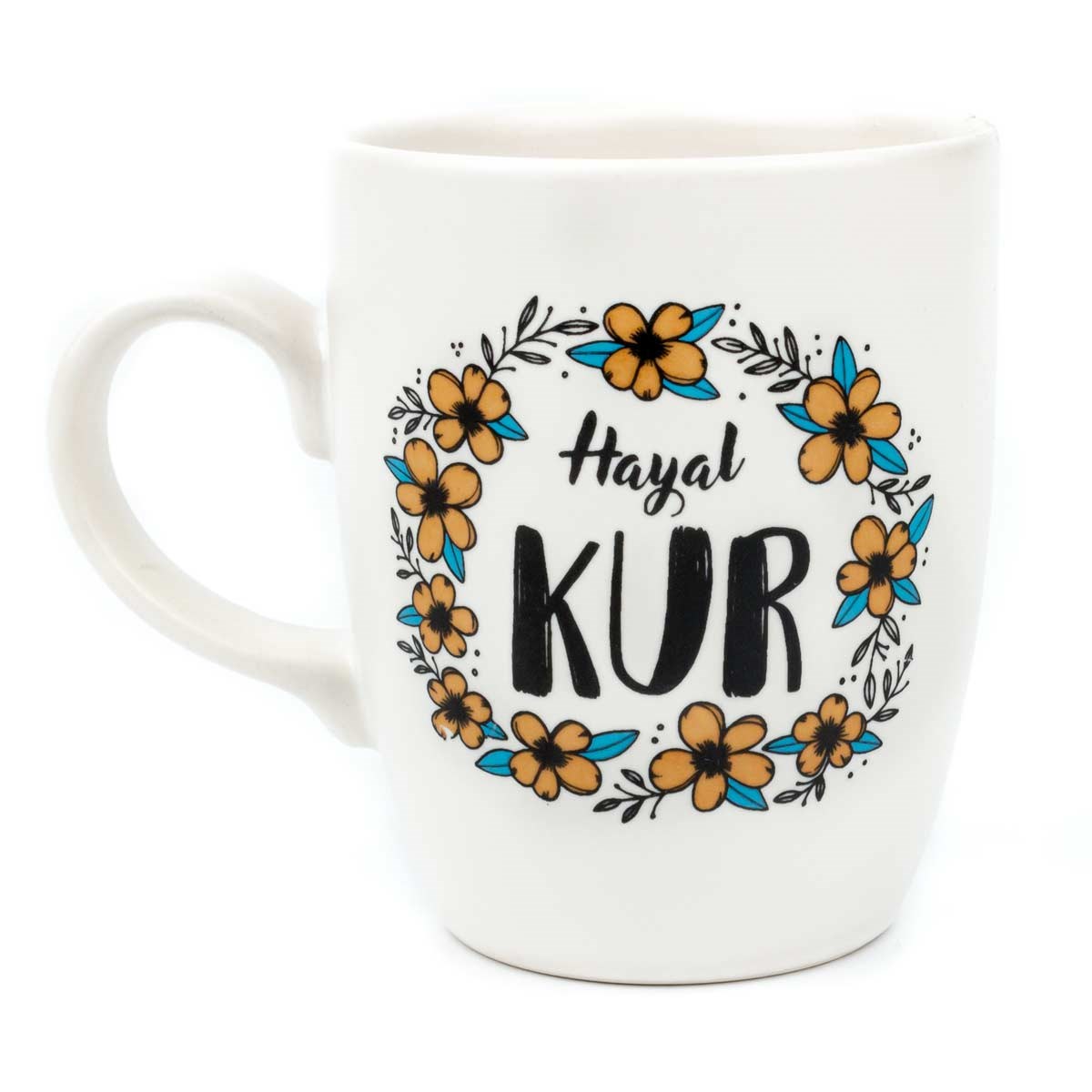 Hayal Kur Krem Oval Kupa - Hediye Seramik Kupa