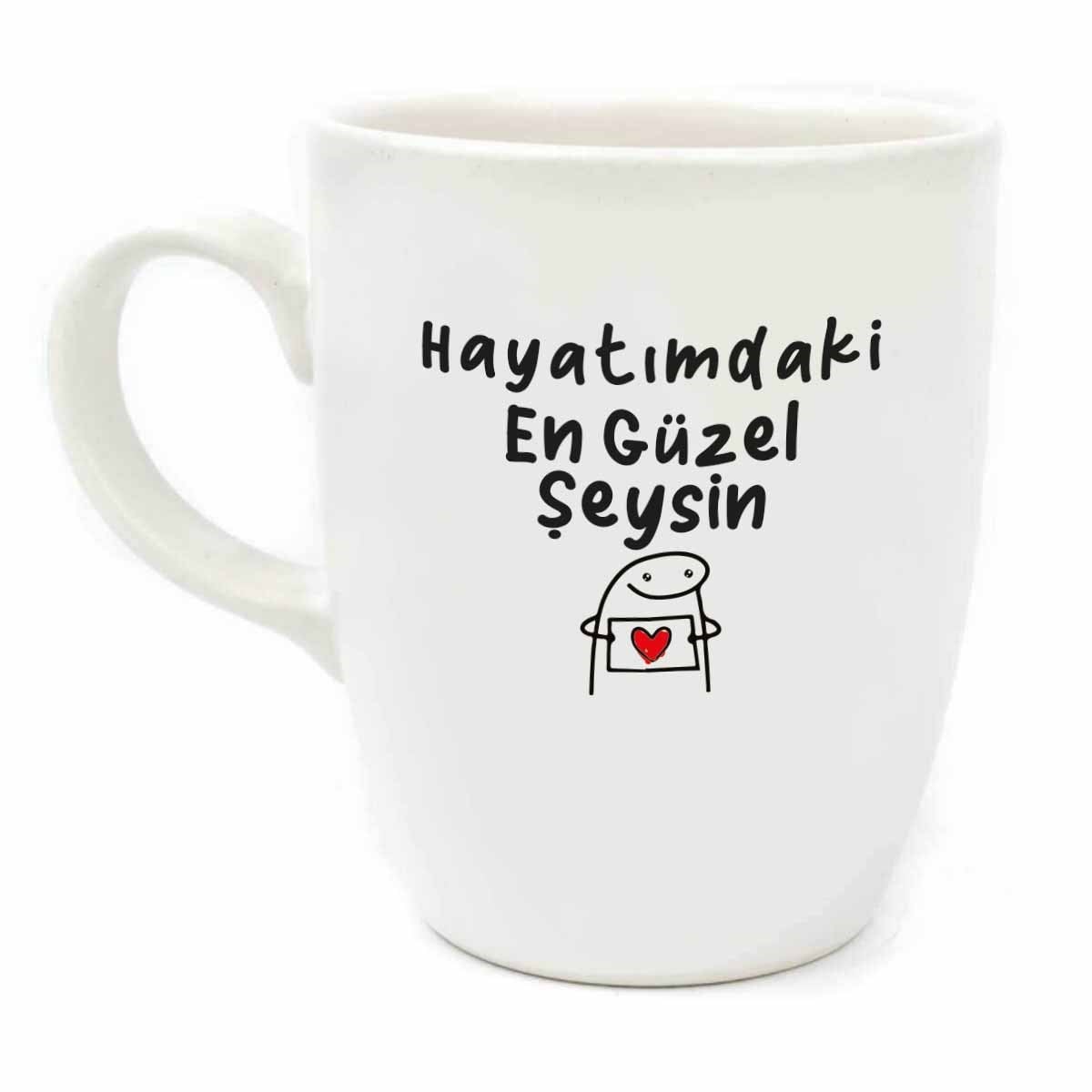 Hayatımdaki En Güzel Şeysin Krem Oval Kupa - Hediyelik Kupa Fincan Mug