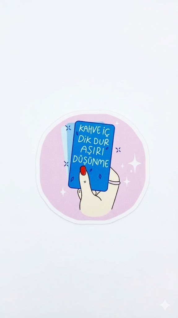 Kahve İç, Dik Dur, Aşırı Düşünme! Baskılı Ahşap Bardak Altlığı 