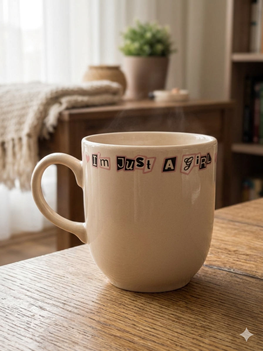 I Am Just a Girl! Krem Juno Kupa -Hediyelik Kupa Fincan Mug