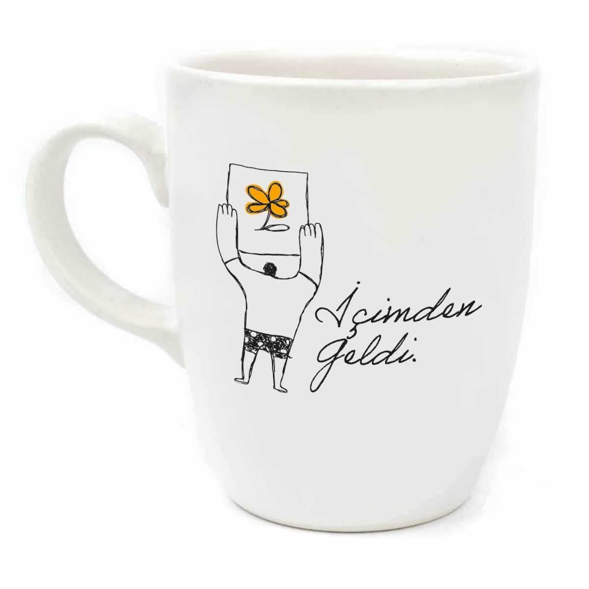 İçimden Geldi! Krem Oval Kupa - Hediyelik Kupa Fincan Mug