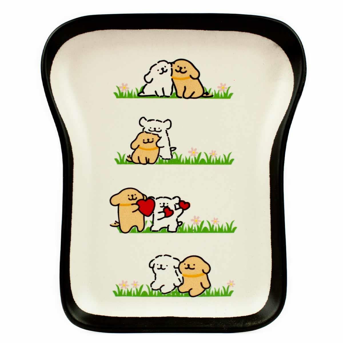 İki Sevgili Puppy Tasarım Tost Tabağı - Kahvaltı Sunum Tabağı