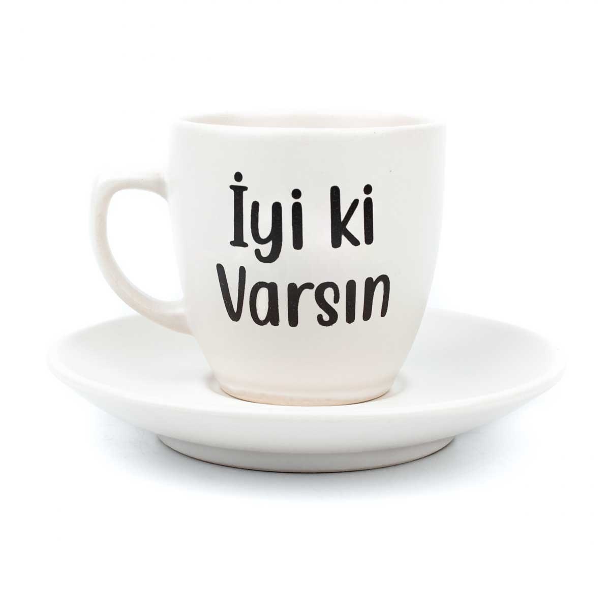 İyi Ki Varsın Krem Türk Kahvesi Fincanı - Hediye Seramik Türk Kahvesi Fincanı