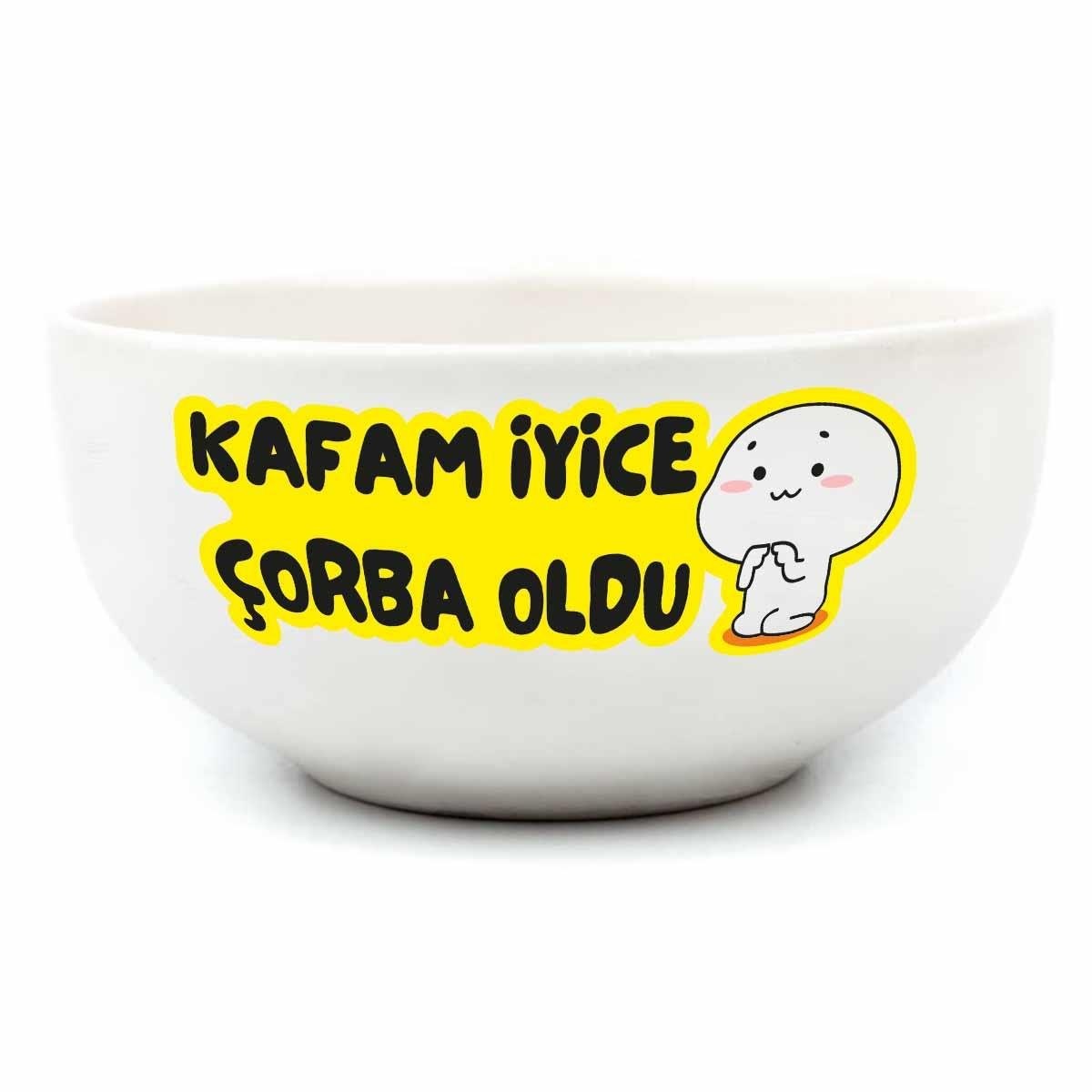 Kafam İyice Çorba Oldu Krem Seramik Kase - Hediye Seramik Kase