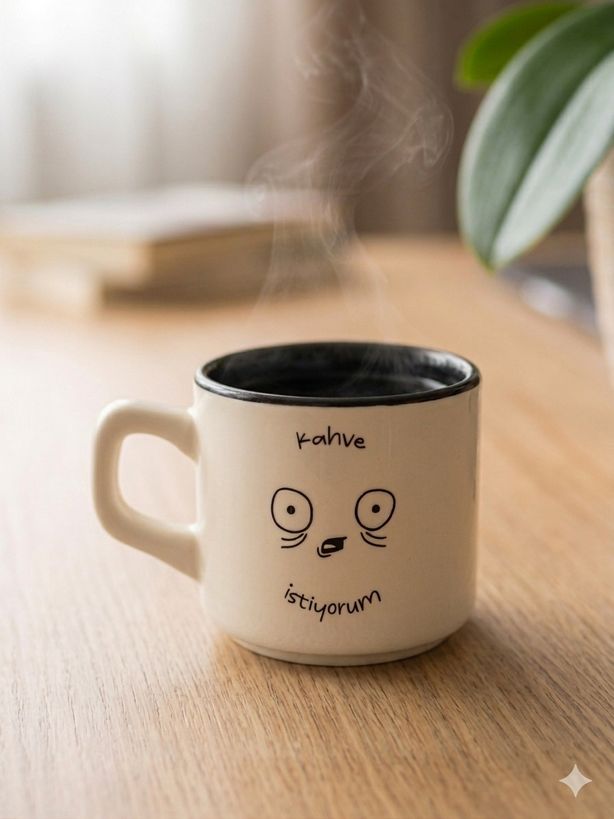 Kahve İstiyorum Beyaz Venüs Kupa -Hediyelik Kupa Fincan Mug