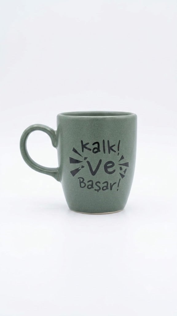 Kalk Ve Başar Yeşil Oval Kupa - Hediyelik Kupa Fincan Mug