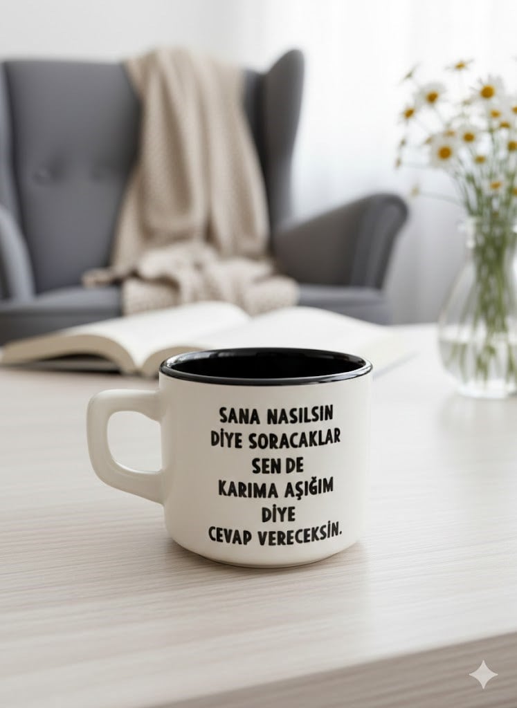 Karıma Aşığım Diye Cevap Vereceksin Beyaz Venüs Kupa - Hediye Seramik Kupa