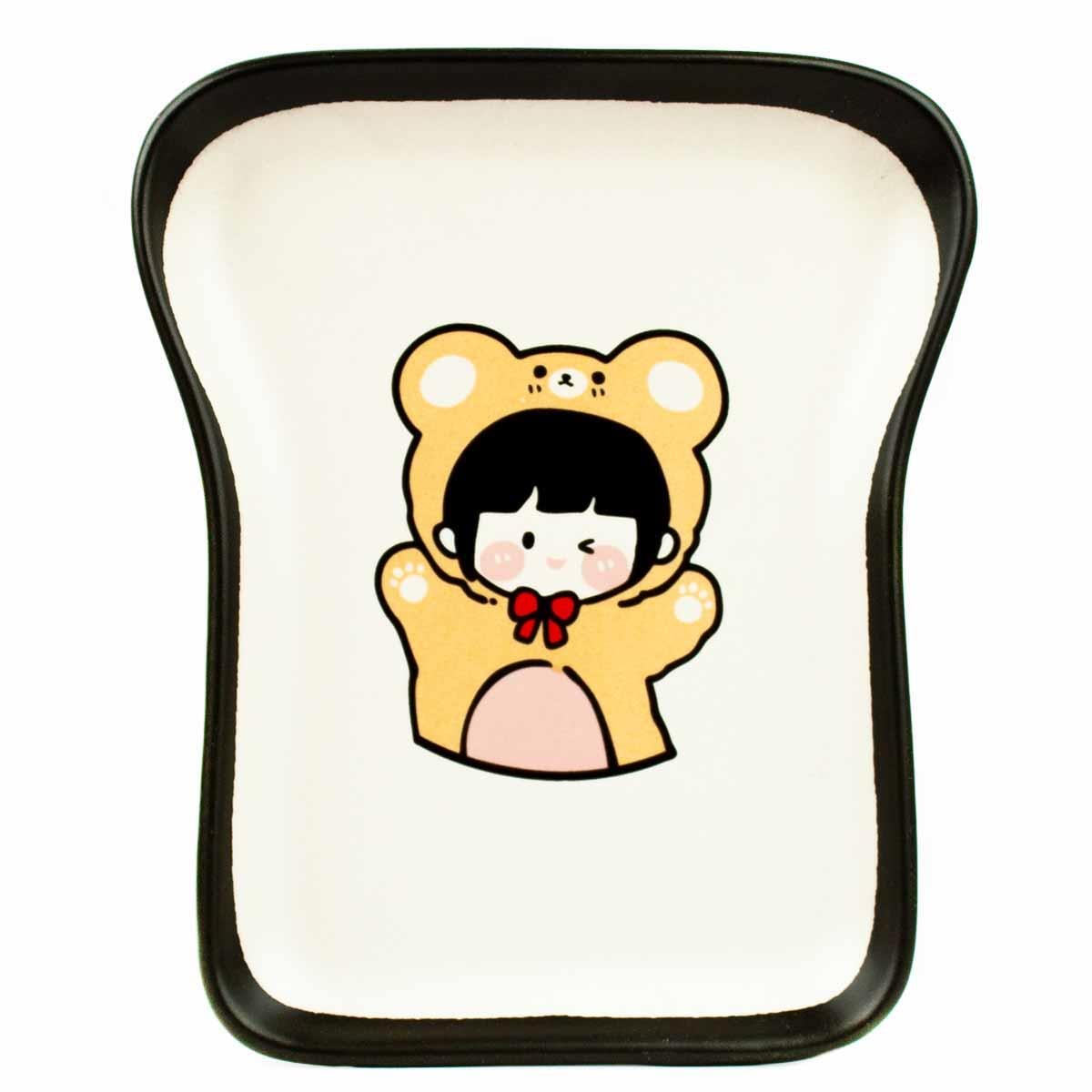 Kawaii Ayı Tasarım Tost Tabağı - Kahvaltı Sunum Tabağı