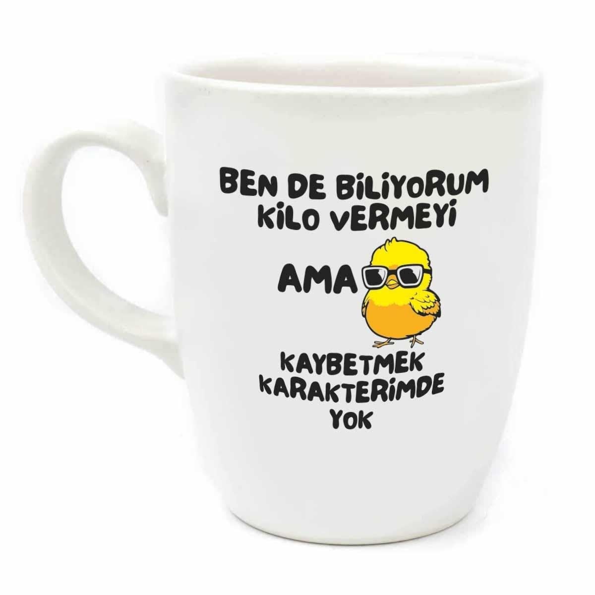 Kaybetmek Karakterimde Yok Krem Oval Kupa - Hediye Seramik Kupa