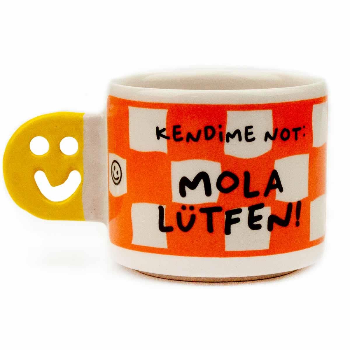 Kendime Not: Mola Lütfen! El Yapımı Gülen Kulp Kupa - Hediyelik Kupa Fincan Mug