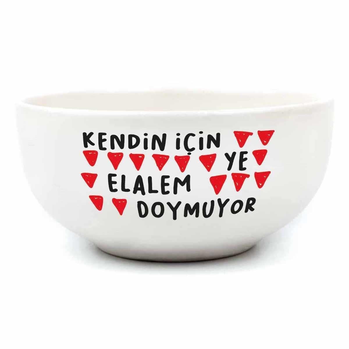 Kendin İçin Ye Elalem Doymuyor Krem Seramik Kase - Hediye Seramik Kase
