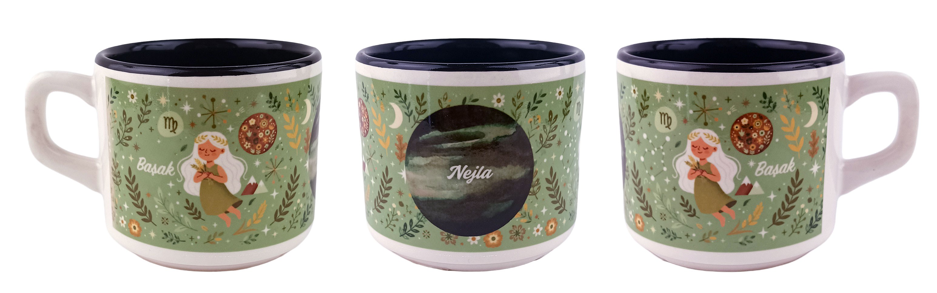 Kişiye Özel Başak Burcu Tasarımlı Beyaz Burc Kupa - Hediyelik Kupa Fincan Mug