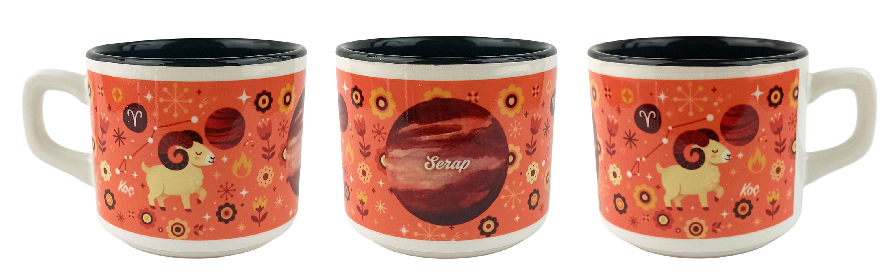 Kişiye Özel Koç Burcu Tasarımlı Beyaz Burc Kupa - Hediyelik Kupa Fincan Mug