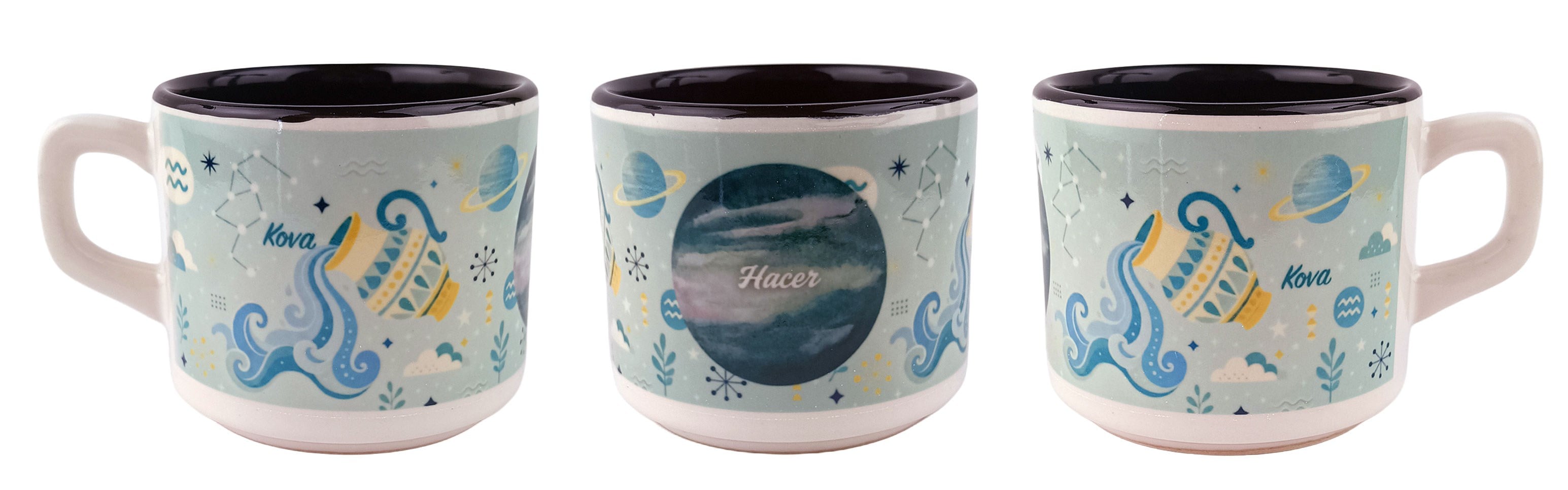 Kişiye Özel Kova Burcu Tasarımlı Beyaz Burc Kupa - Hediyelik Kupa Fincan Mug
