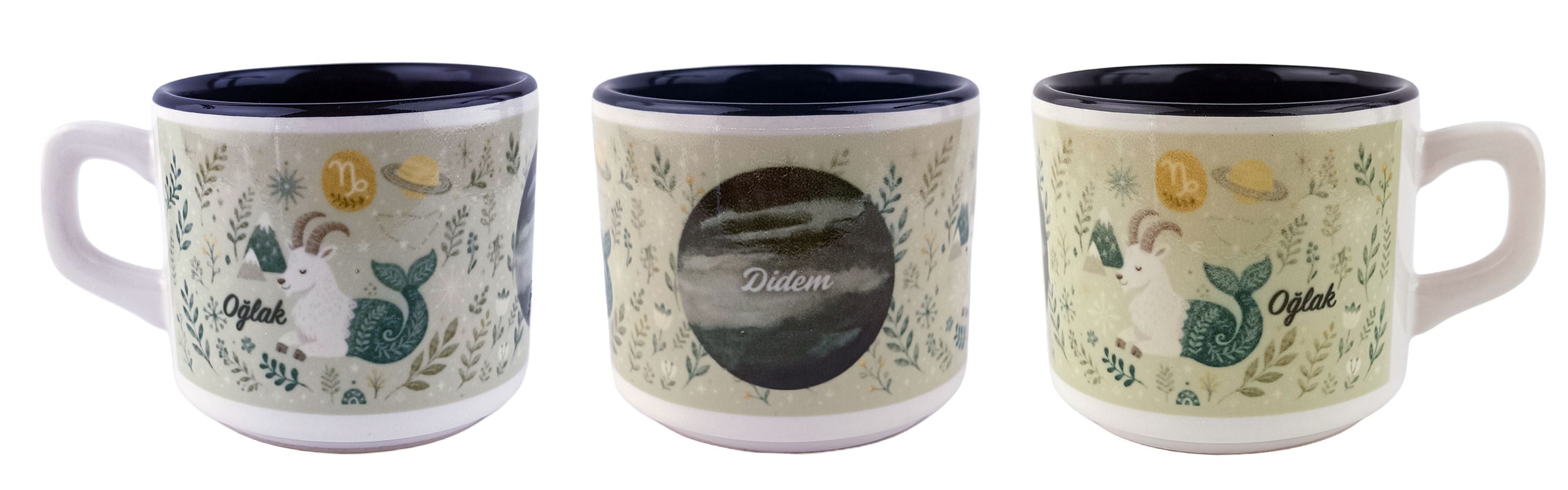 Kişiye Özel Oğlak Burcu Tasarımlı Beyaz Burc Kupa - Hediyelik Kupa Fincan Mug