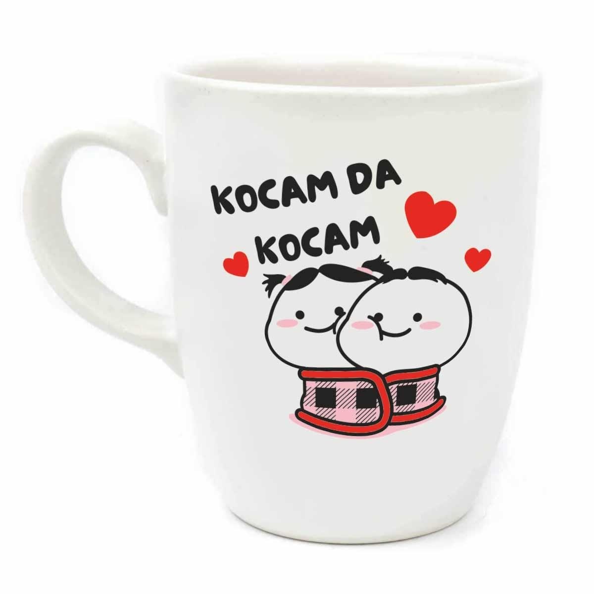Kocam Da Kocam Krem Oval Kupa - Hediye Seramik Kupa