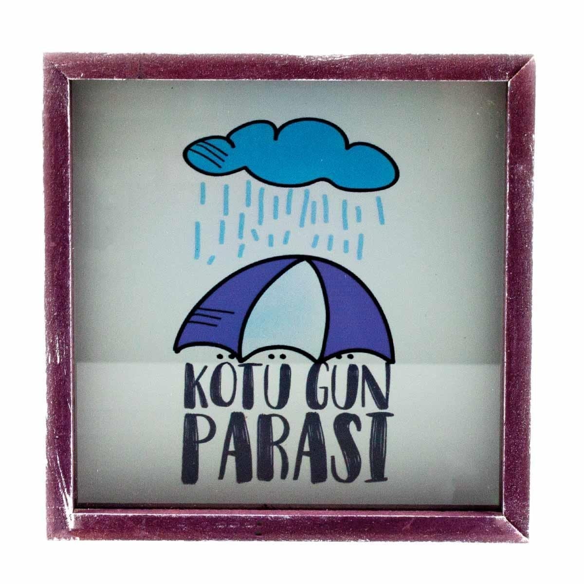 Kötü Gün Parası Ahşap ve Cam Tasarımlı Kumbara