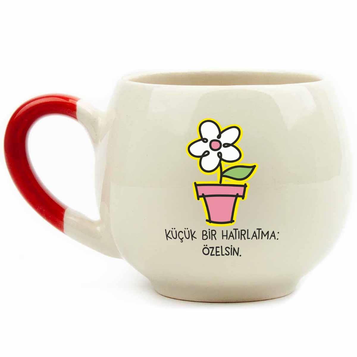Küçük Bir Hatırlatma:Özelsin. Krem Parlak Balon Kupa - Hediyelik Kupa Fincan Mug
