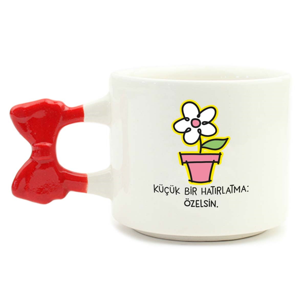 Küçük Bir Hatırlatma:Özelsin. El Yapımı Krem Parlak Kurdele Kulp Kupa - El İşçiliği Hediyelik Kupa Bardak Mug
