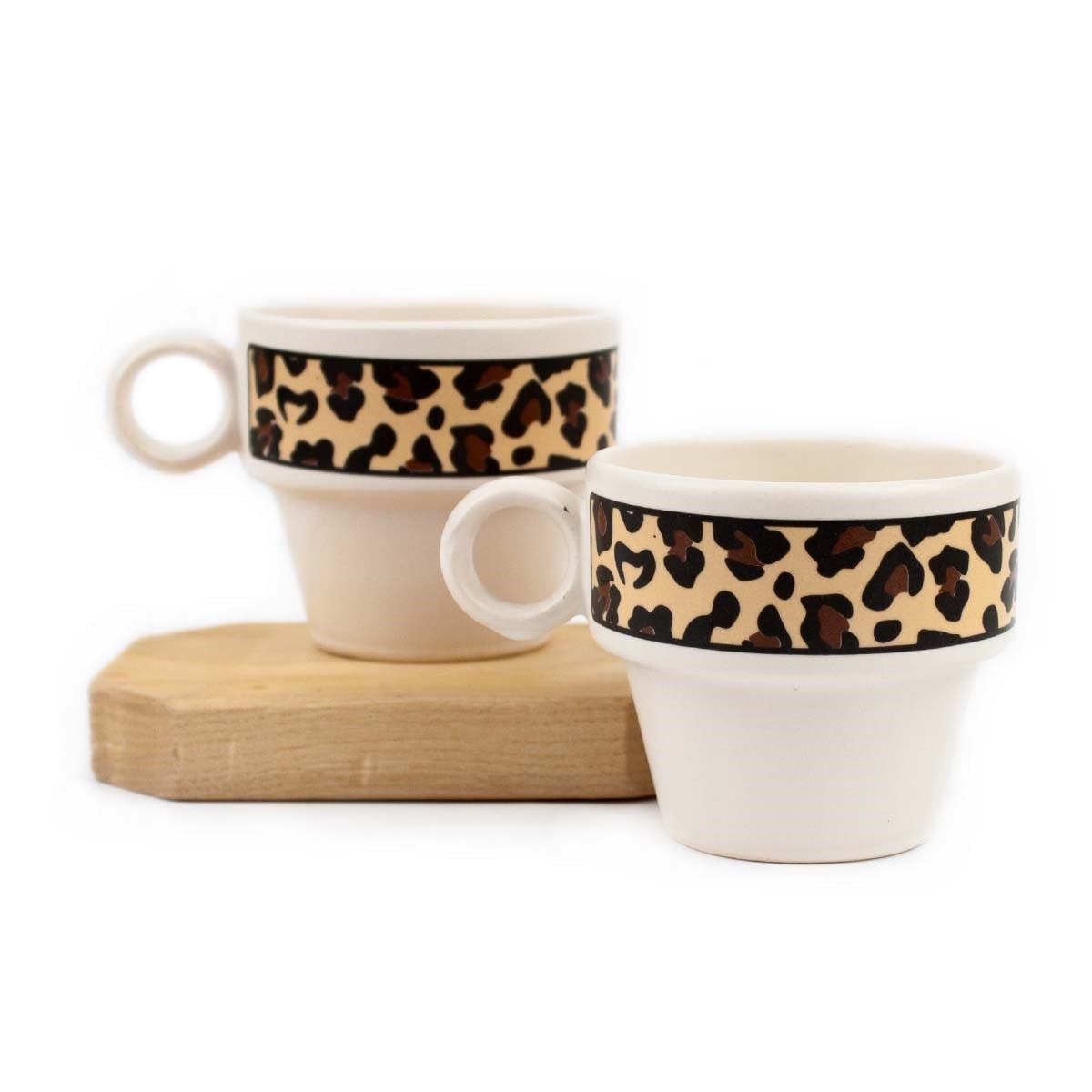 Leopar Desen 2'li Espresso Bardak Seti - Hediye Seramik Fincan