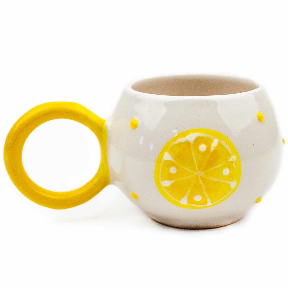 Limon El Boyama & Kabartma Desen Krem Parlak Baloncuk Fincan