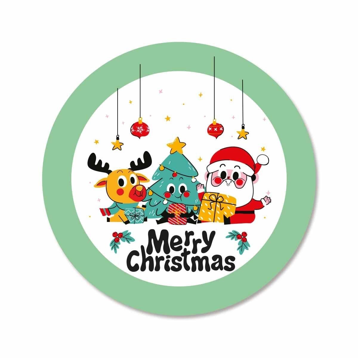 Merry Christmas Doodle No:25 Ahşap Bardak Altlığı