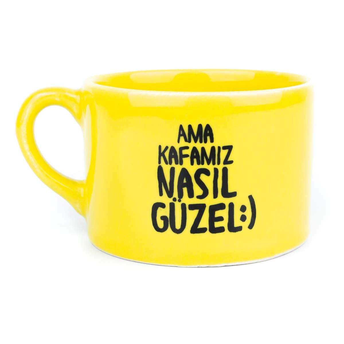 Ama Kafamız Nasıl Güzel Sarı Parlak Mini Kupa