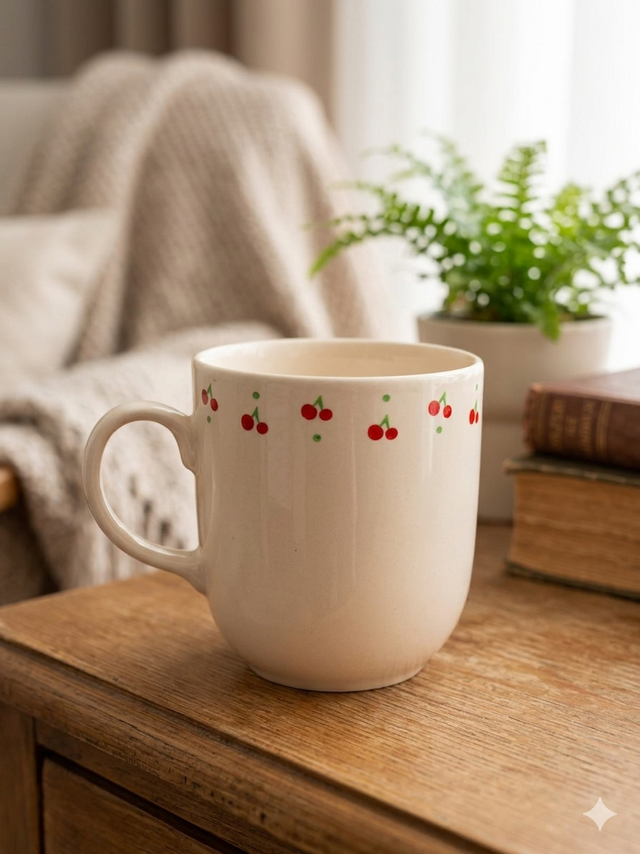 Minik Kirazlar Krem Juno Kupa -Hediyelik Kupa Fincan Mug