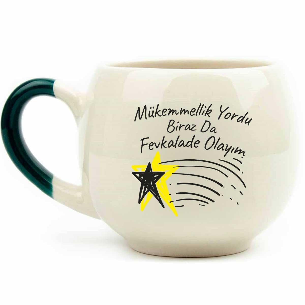 Mükemmellik Yordu Biraz Da Fevkalade Olayım Krem Parlak Balon Kupa No:2 - Hediye Seramik Kupa