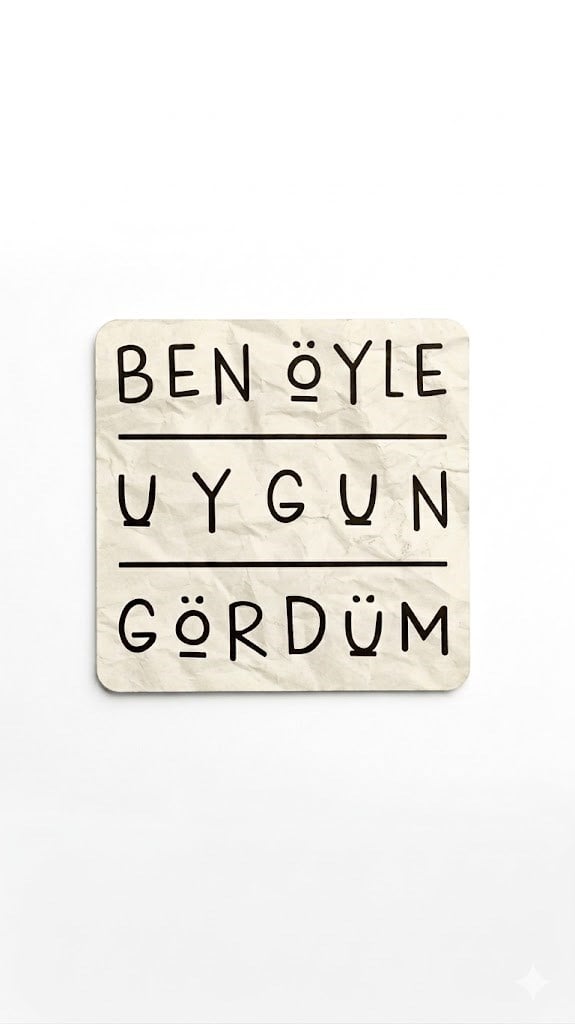 Ben Öyle Uygun Gördüm Baskılı Ahşap Bardak Altlığı 