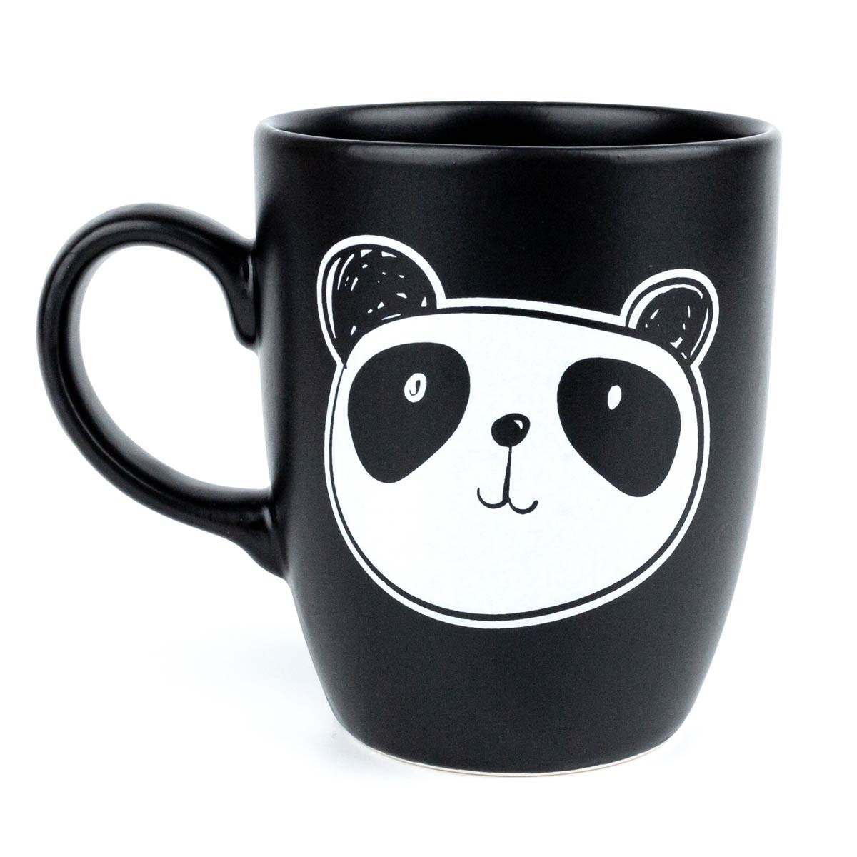 Çizim Panda Siyah Oval Kupa - Hediye Seramik Kupa