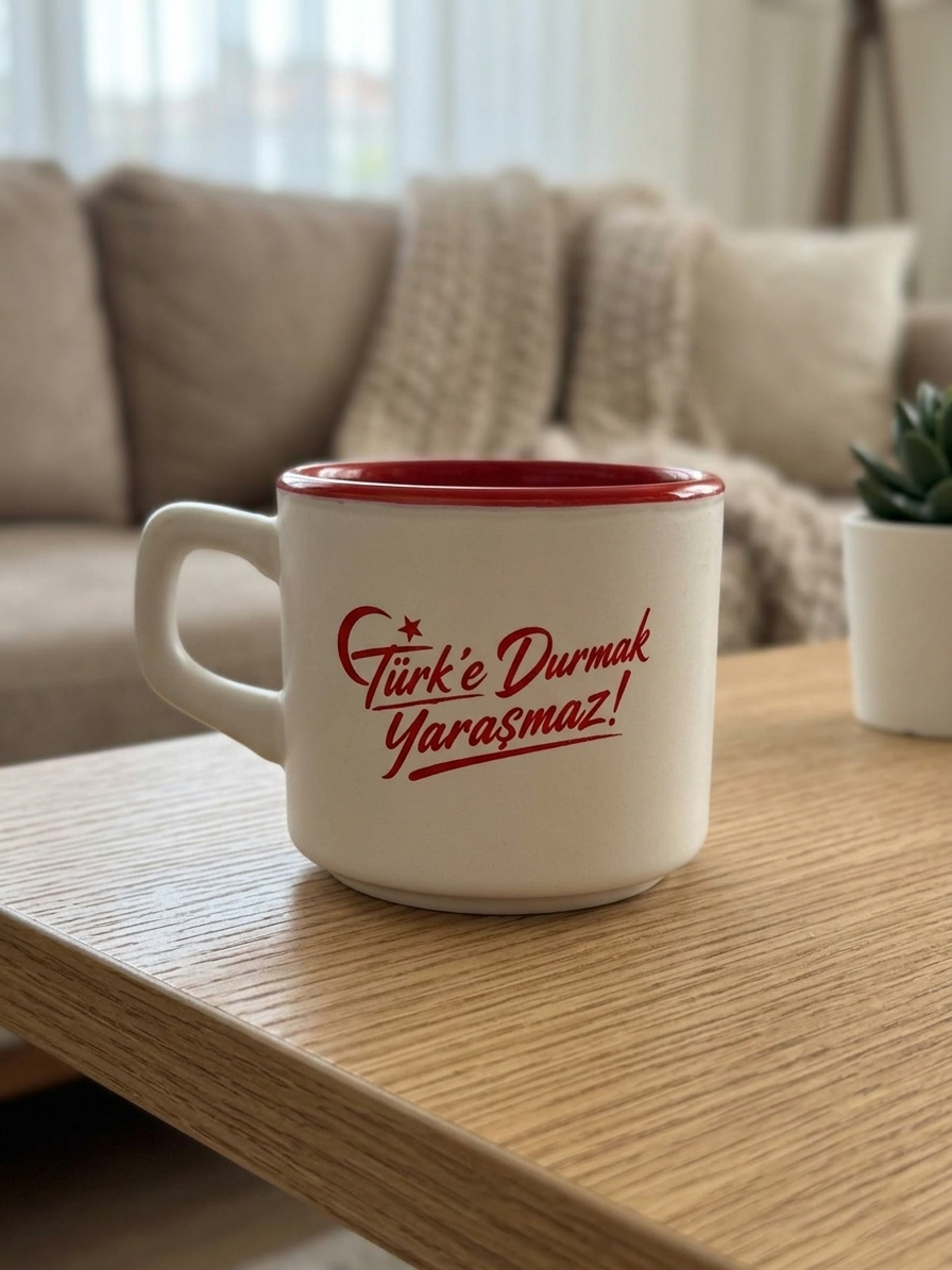 Türk'e Durmak Yaraşmaz! Beyaz Venüs Kupa - Hediyelik Kupa Fincan Mug