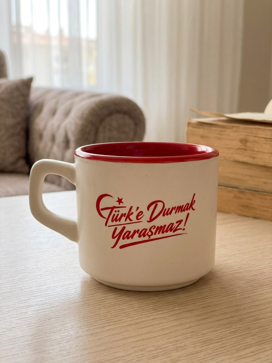 Türk'e Durmak Yaraşmaz! Beyaz Venüs Kupa - Hediyelik Kupa Fincan Mug