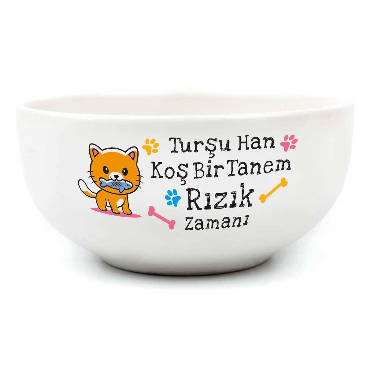 Turşu Han Koş Bir Tanem Rızık Zamanı! Krem Seramik Kase - Hediye Seramik Kase