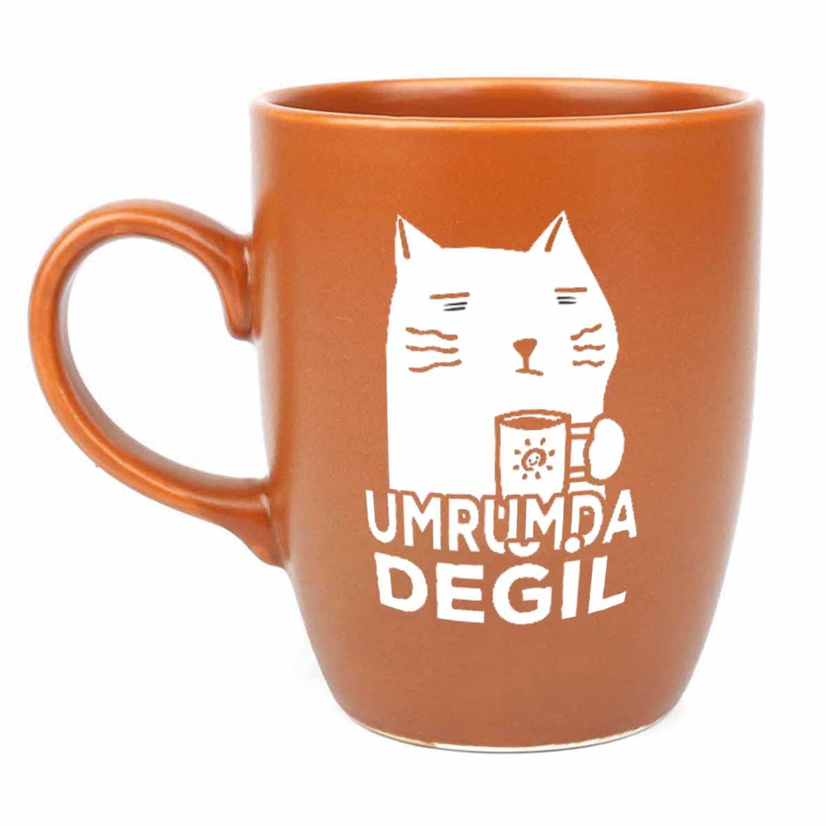 Umrumda Değil Karamel Oval Kupa - Hediye Seramik Kupa