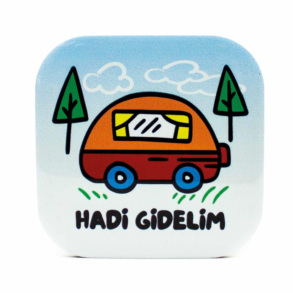 VosVosla Gidelim Parlak Yüzey Bardak Altlığı - Renkli Baskılı Kaymaz Taban Bardak Altlığı  