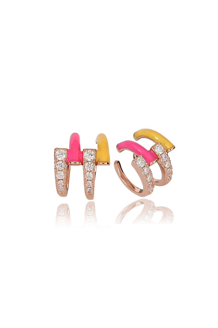 ÖZEL TASARIM İTALYAN RENKLİ MİNELİ TAŞLI EARCUFF KÜPE