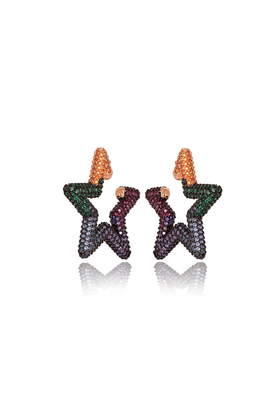 ÖZEL TASARIM İTALYAN RENKLİ TAŞLI YILDIZ EARCUFF KÜPE