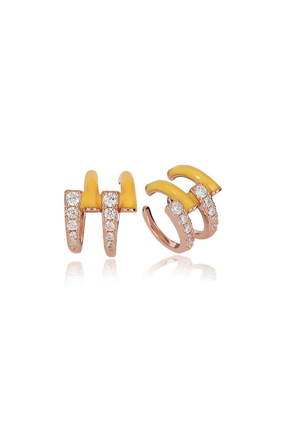 ÖZEL TASARIM İTALYAN SARI MİNELİ TAŞLI EARCUFF KÜPE