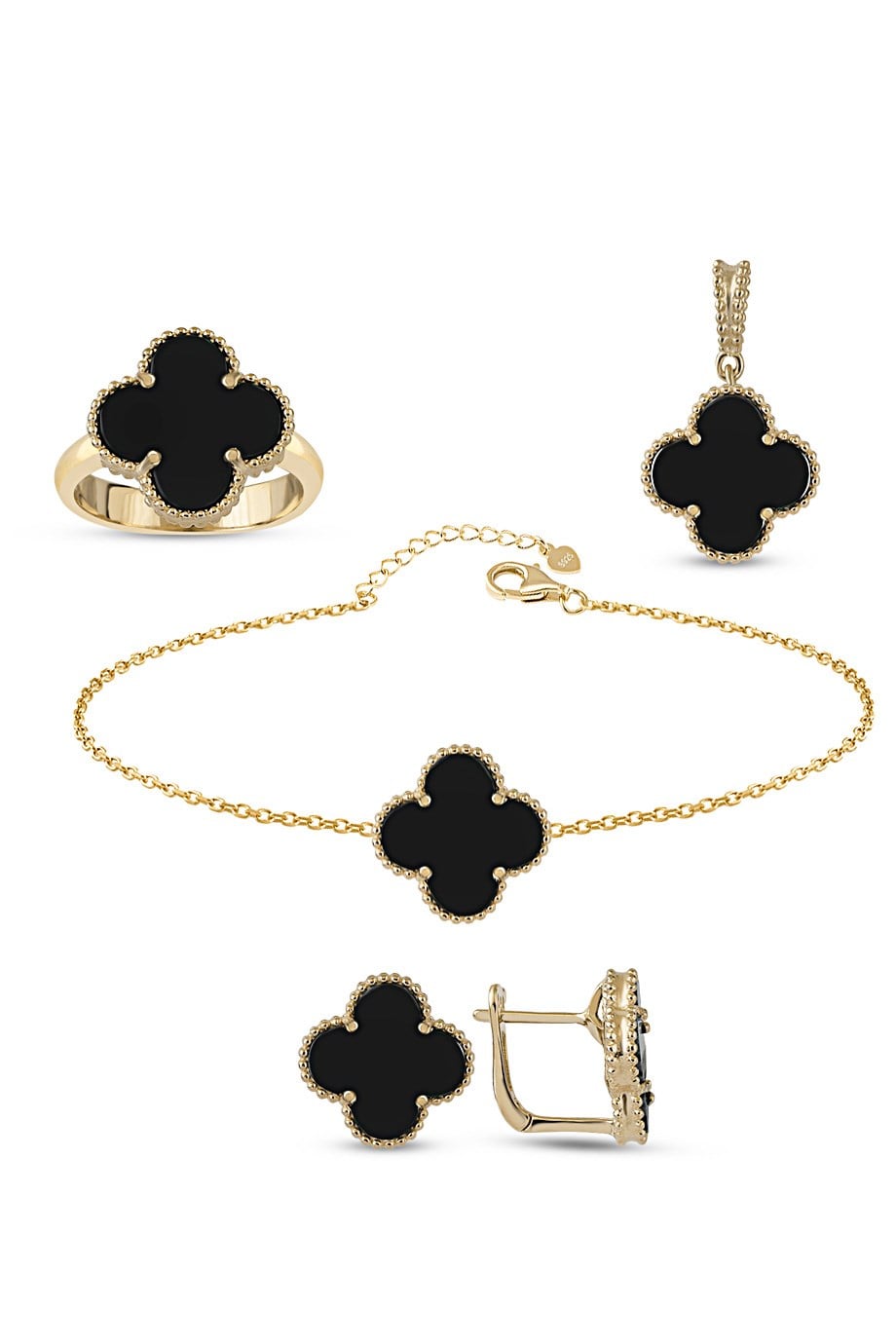 ÖZEL TASARIM İTALYAN SİYAH TAŞLI YONCA SET