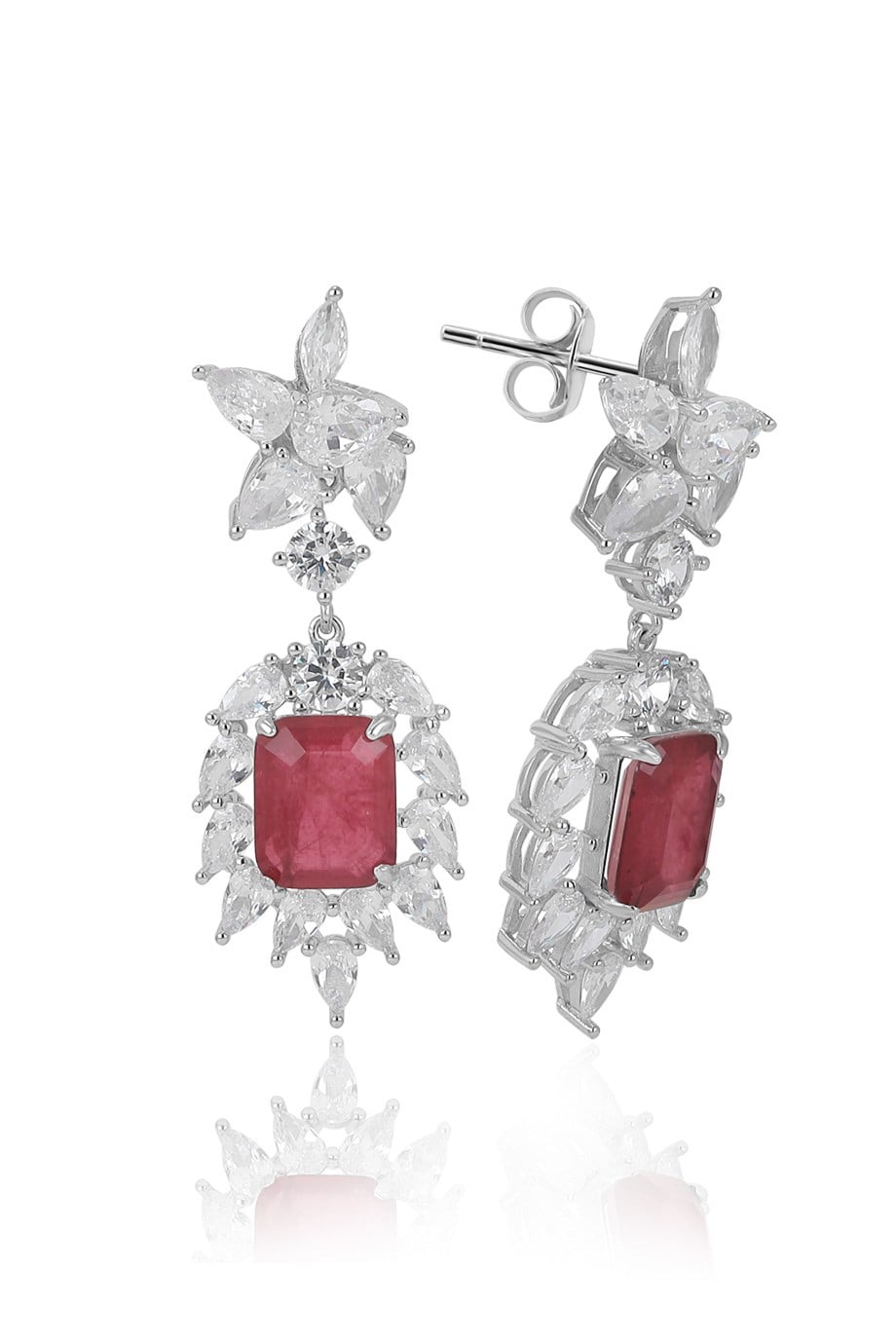 PARAIBA TOURMALİN KIRMIZI TAŞLI KÜPE