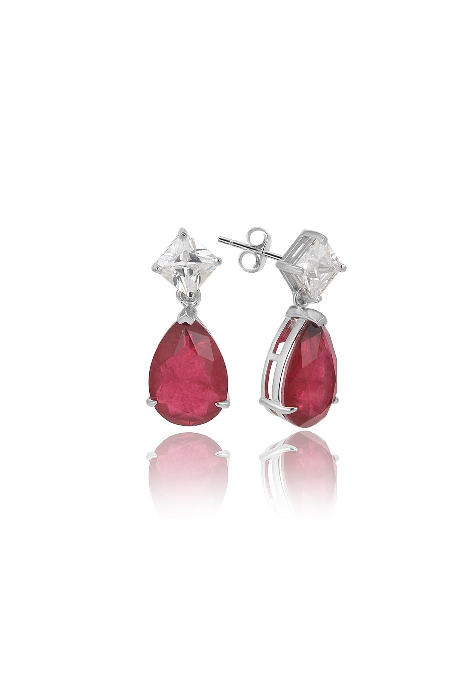 PARAIBA TOURMALİN KIRMIZI TAŞLI KÜPE