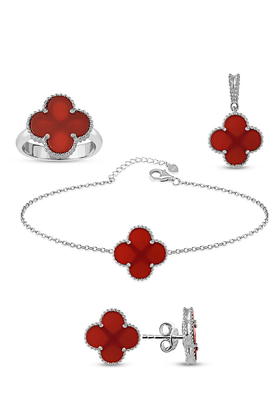 ÖZEL TASARIM İTALYAN KIRMIZI TAŞLI YONCA SET