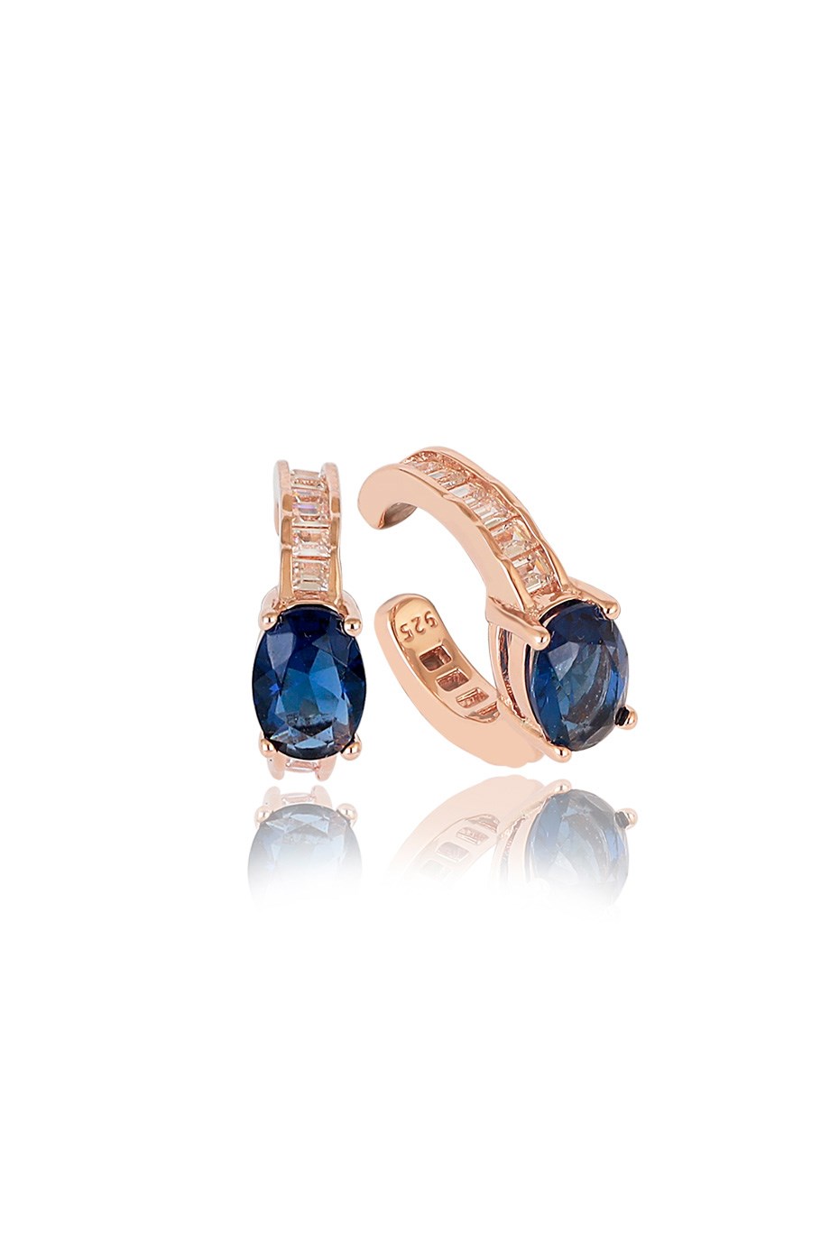 ÖZEL TASARIM İTALYAN MAVİ TAŞLI EARCUFF KÜPE