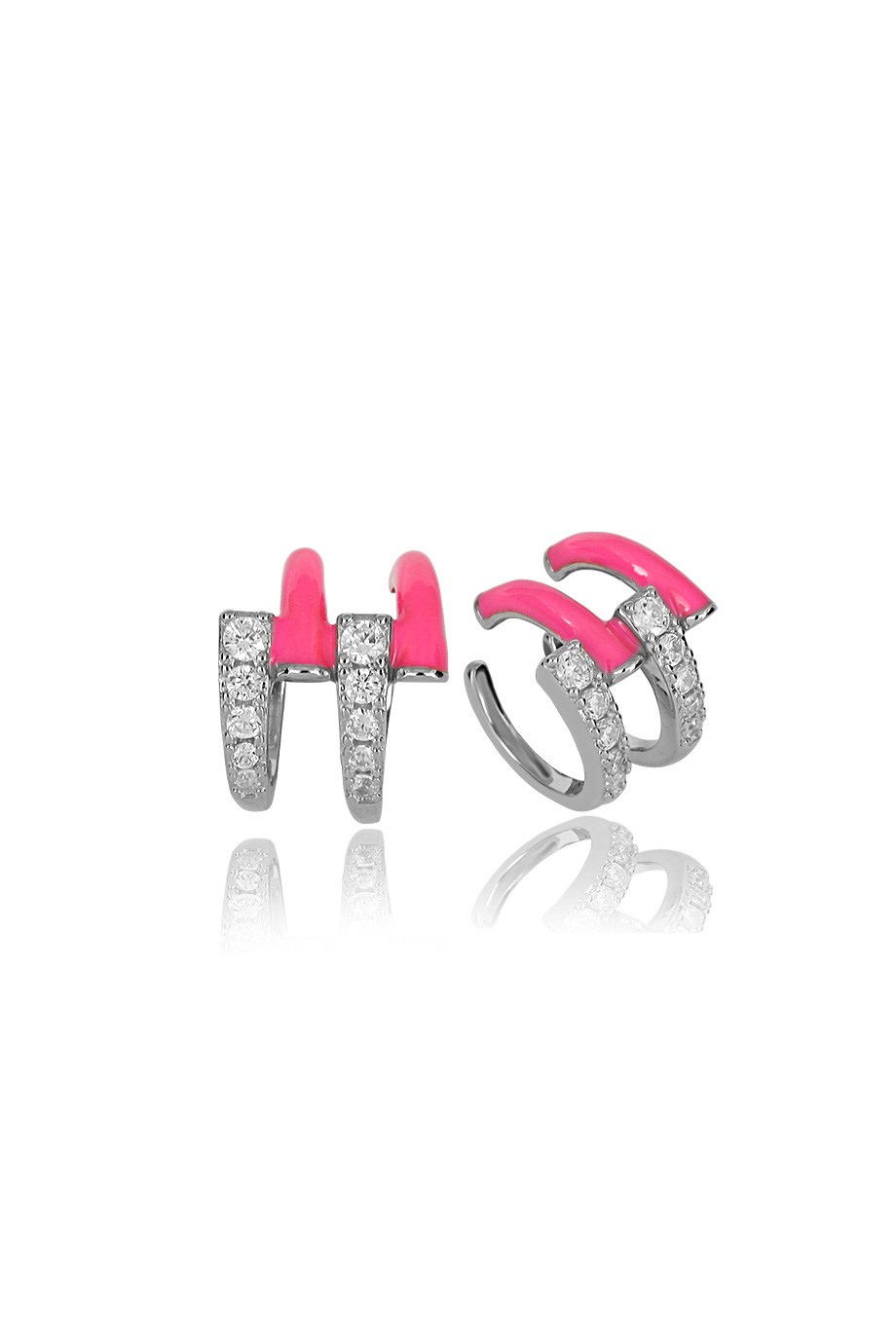 ÖZEL TASARIM İTALYAN PEMBE MİNELİ TAŞLI  EARCUFF KÜPE