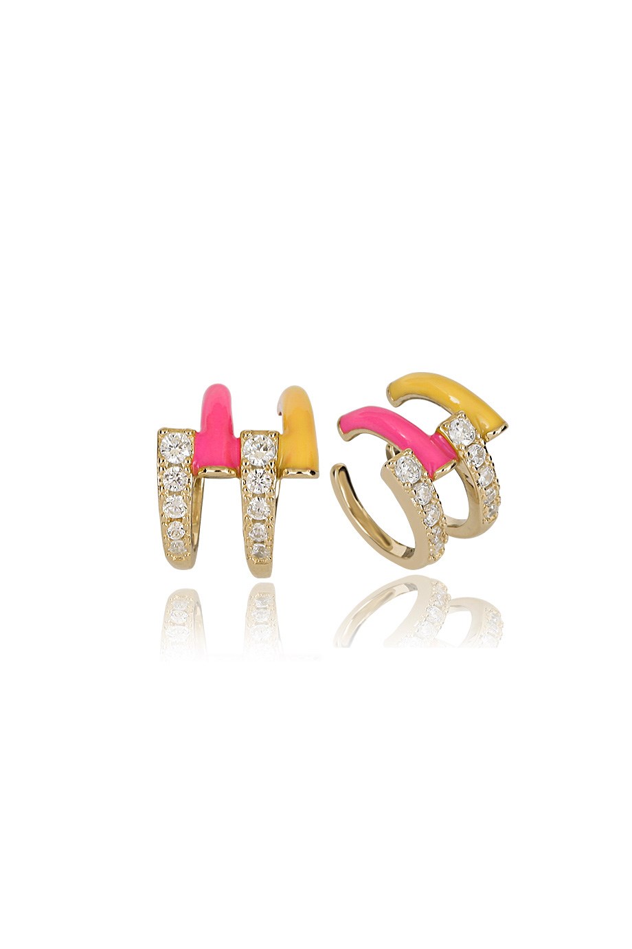 ÖZEL TASARIM İTALYAN RENKLİ MİNELİ TAŞLI EARCUFF KÜPE