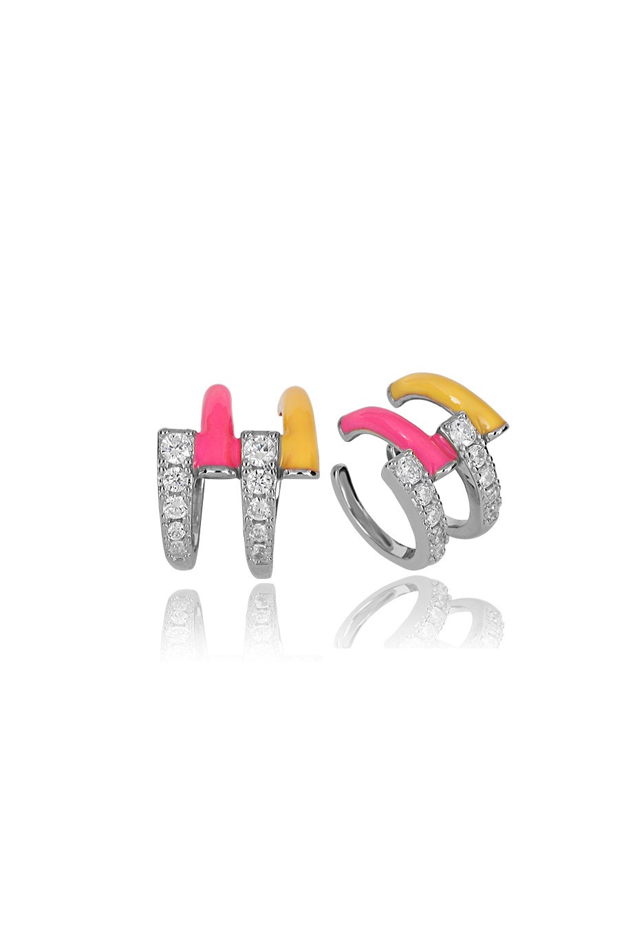ÖZEL TASARIM İTALYAN RENKLİ TAŞLI MİNELİ EARCUFF KÜPE