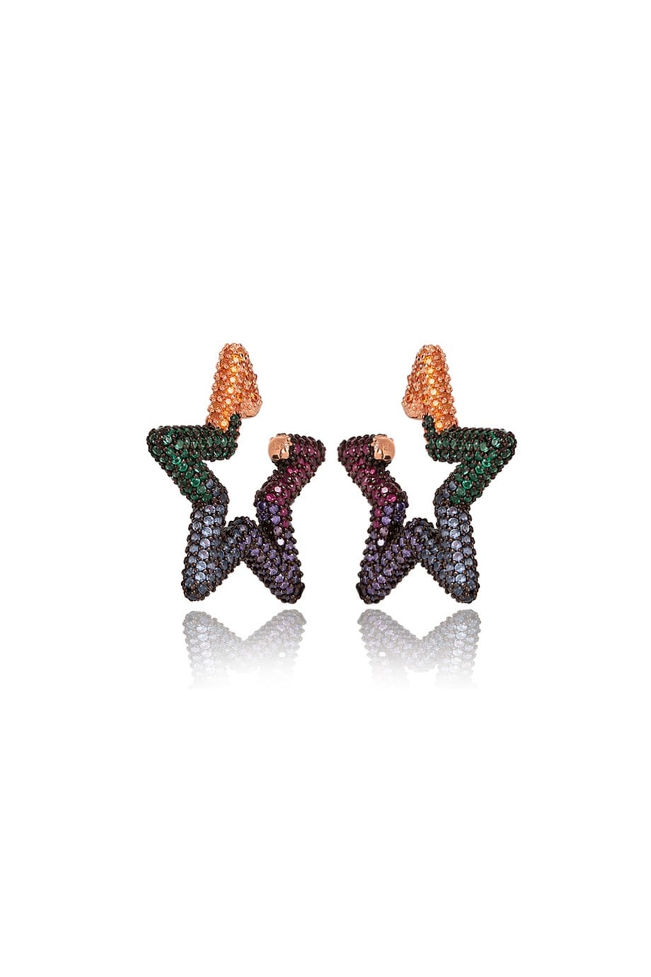ÖZEL TASARIM İTALYAN RENKLİ TAŞLI YILDIZ EARCUFF KÜPE